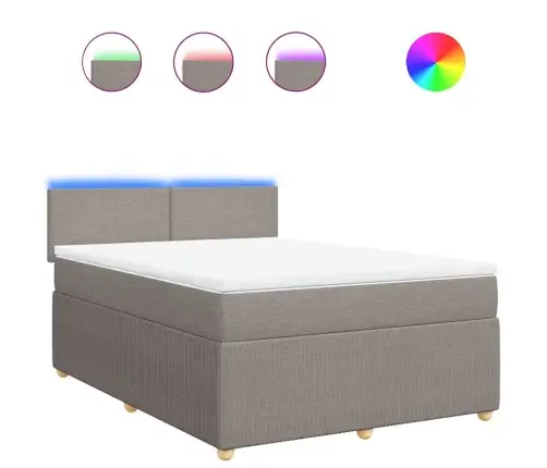 Atsperu Gulta Ar Matraci, Pelēkbrūns, 140X200 Cm, Audums Vidaxl