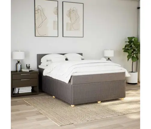 Atsperu Gulta Ar Matraci, Pelēkbrūns, 140X200 Cm, Audums Vidaxl