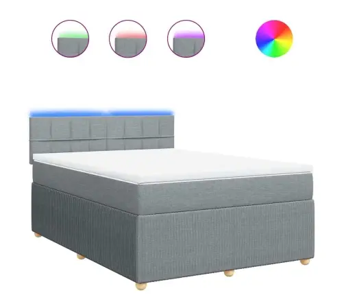 Atsperu Gultas Rāmis Ar Matraci, Gaiši Pelēka Audums, 140X200Cm Vidaxl