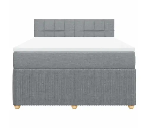 Atsperu Gultas Rāmis Ar Matraci, Gaiši Pelēka Audums, 140X200Cm Vidaxl