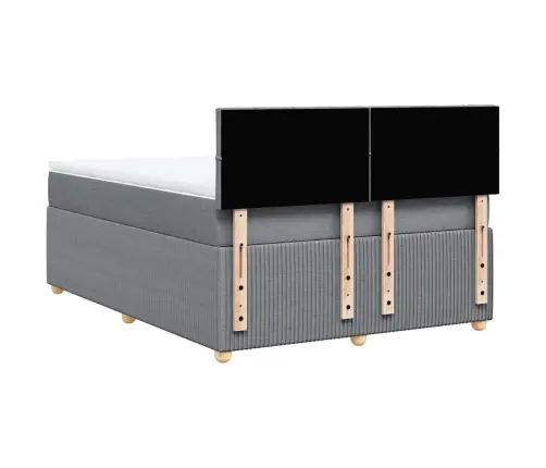 Atsperu Gultas Rāmis Ar Matraci, Gaiši Pelēka Audums, 140X200Cm Vidaxl