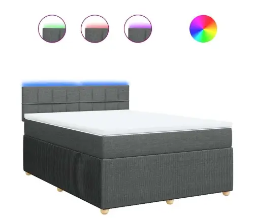 Atsperu Gulta Ar Matraci, Tumši Pelēka, 140X200 Cm, Audums Vidaxl