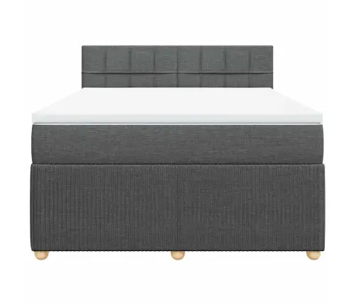 Atsperu Gulta Ar Matraci, Tumši Pelēka, 140X200 Cm, Audums Vidaxl