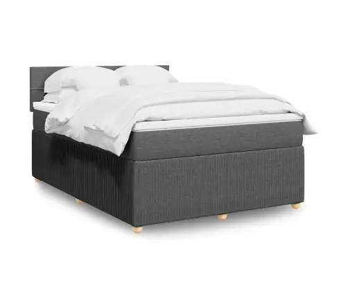 Atsperu Gulta Ar Matraci, Tumši Pelēka, 140X200 Cm, Audums Vidaxl