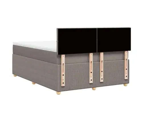 Atsperu Gulta Ar Matraci, Pelēkbrūns, 140X200 Cm, Audums Vidaxl