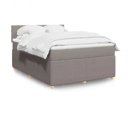 Atsperu Gulta Ar Matraci, Pelēkbrūns, 140X200 Cm, Audums Vidaxl