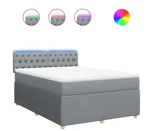 Lova Su Spyruoklėmis Ir Čiužiniu, Pilka, 140X200cm Audinys