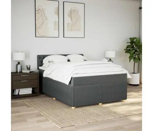 Atsperu Gulta Ar Matraci, Tumši Pelēka, 140X200 Cm, Audums Vidaxl