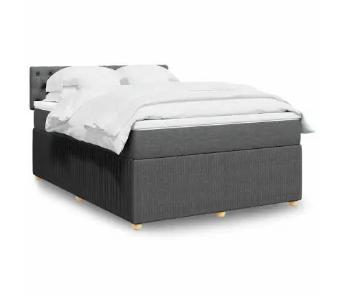 Atsperu Gulta Ar Matraci, Tumši Pelēka, 140X200 Cm, Audums Vidaxl