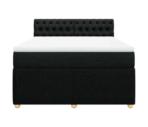 Atsperu Gulta Ar Matraci, Melna, 140X200 Cm, Audums Vidaxl