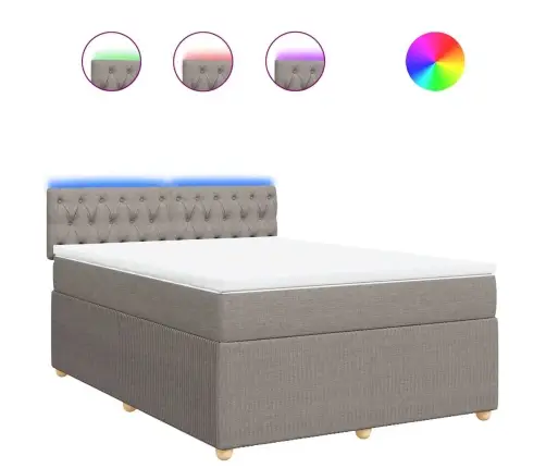 Atsperu Gulta Ar Matraci, Pelēkbrūns, 140X200 Cm, Audums Vidaxl