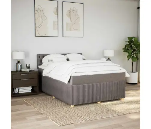 Atsperu Gulta Ar Matraci, Pelēkbrūns, 140X200 Cm, Audums Vidaxl