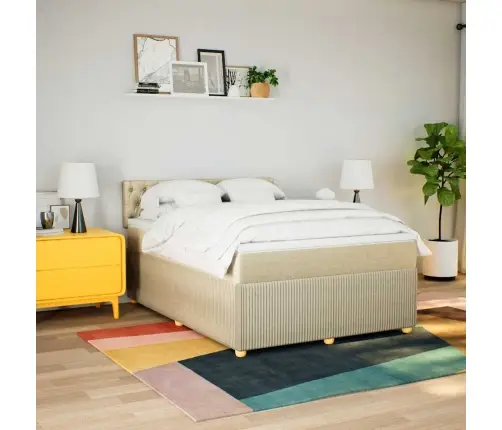 Atsperu Gulta Ar Matraci, Krēmkrāsas, 140X200 Cm, Audums Vidaxl