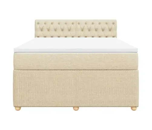 Atsperu Gulta Ar Matraci, Krēmkrāsas, 140X200 Cm, Audums Vidaxl