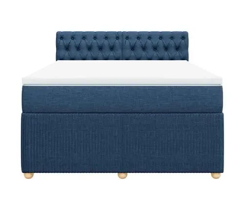 Lova Su Spyruoklėmis Ir Čiužiniu, Mėlyna, 140X200 cm Audinys