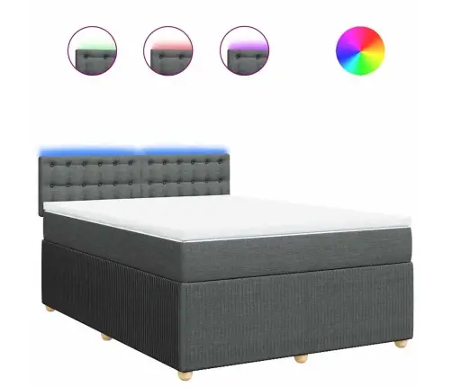 Atsperu Gulta Ar Matraci, Tumši Pelēka, 140X200 Cm, Audums Vidaxl