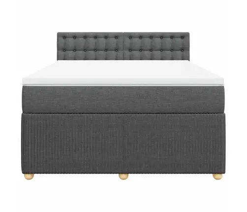 Atsperu Gulta Ar Matraci, Tumši Pelēka, 140X200 Cm, Audums Vidaxl