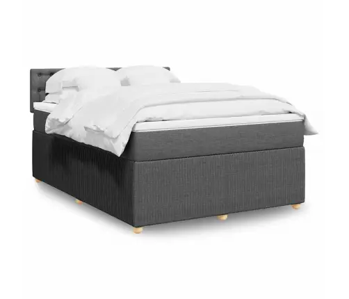 Atsperu Gulta Ar Matraci, Tumši Pelēka, 140X200 Cm, Audums Vidaxl