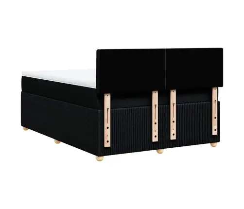 Lova Su Spyruoklėmis Ir Čiužiniu, Juoda, 140X200 cm Audinys