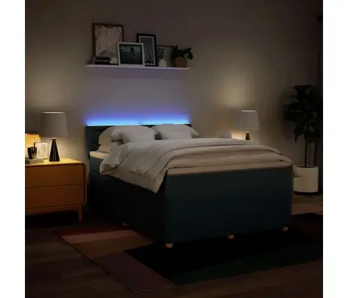 Lova Su Spyruoklėmis Ir Čiužiniu, Mėlyna, 140X200 cm Audinys