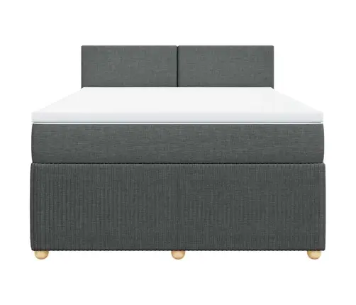 Atsperu Gulta Ar Matraci, Tumši Pelēks, 160X200 Cm, Audums Vidaxl