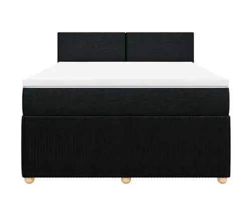 Atsperu Gulta Ar Matraci, Melns, 160X200 Cm, Audums Vidaxl