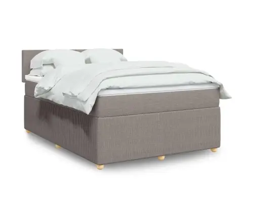 Atsperu Gulta Ar Matraci, Pelēkbrūns, 160X200 Cm, Audums Vidaxl