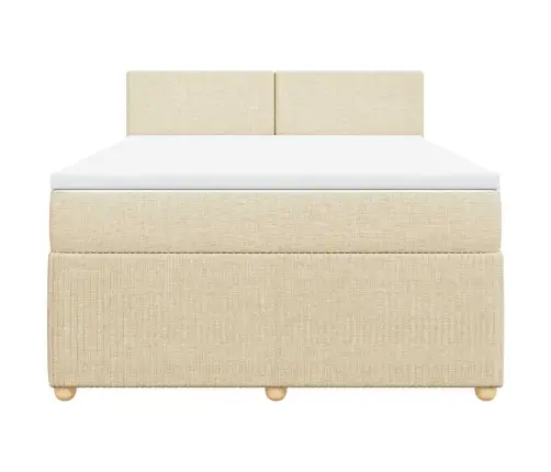 Lova Su Spyruoklėmis Ir Čiužiniu, Kreminė, 160X200 cm Audinys