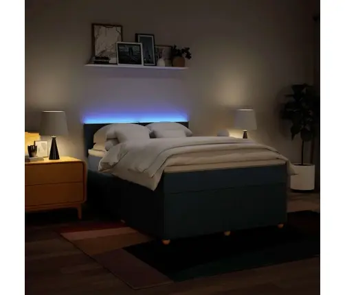 Atsperu Gulta Ar Matraci, Zils, 160X200 Cm, Audums Vidaxl