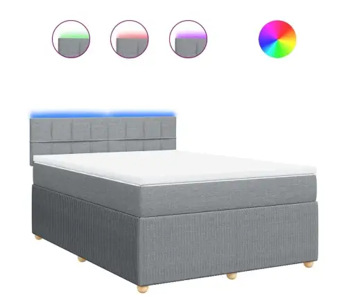 Atsperu Gulta Ar Matraci, Gaiši Pelēka Audums, 160X200 Cm Vidaxl