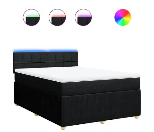 Lova Su Spyruoklėmis Ir Čiužiniu, Juoda, 160X200 cm Audinys