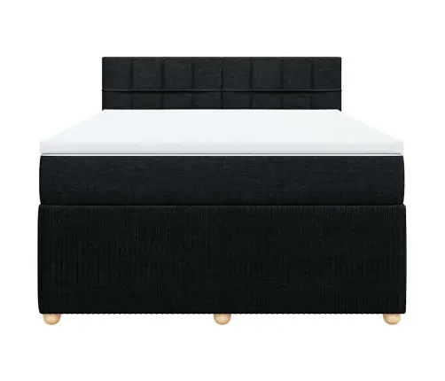 Lova Su Spyruoklėmis Ir Čiužiniu, Juoda, 160X200 cm Audinys