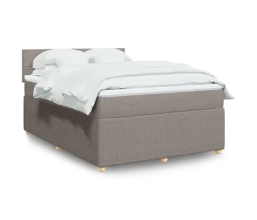 Lova Su Spyruoklėmis Ir Čiužiniu, Taupe, 160X200 cm Audinys