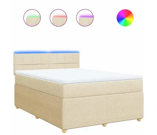 Atsperu Gulta Ar Matraci, Krēmkrāsas, 160X200 Cm, Audums Vidaxl