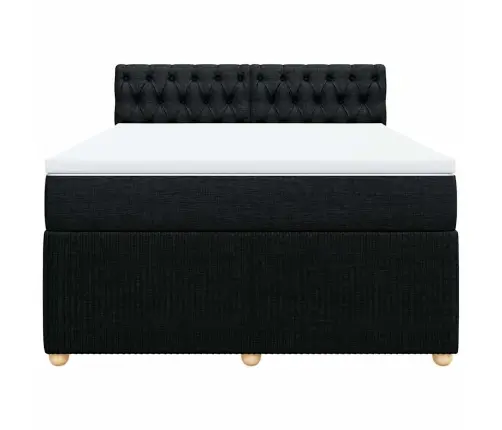 Lova Su Spyruoklėmis Ir Čiužiniu, Juoda, 160X200 cm Audinys