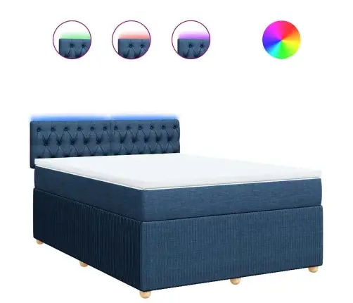 Atsperu Gulta Ar Matraci, Zils, 160X200 Cm, Audums Vidaxl