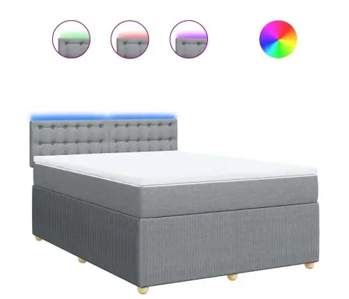 Atsperu Gulta Ar Matraci, Gaiši Pelēka Audums, 160X200 Cm Vidaxl