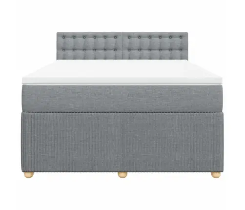 Atsperu Gulta Ar Matraci, Gaiši Pelēka Audums, 160X200 Cm Vidaxl