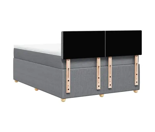 Atsperu Gulta Ar Matraci, Gaiši Pelēka Audums, 160X200 Cm Vidaxl