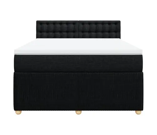 Lova Su Spyruoklėmis Ir Čiužiniu, Juoda, 160X200 cm Audinys