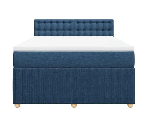 Atsperu Gulta Ar Matraci, Zils, 160X200 Cm, Audums Vidaxl