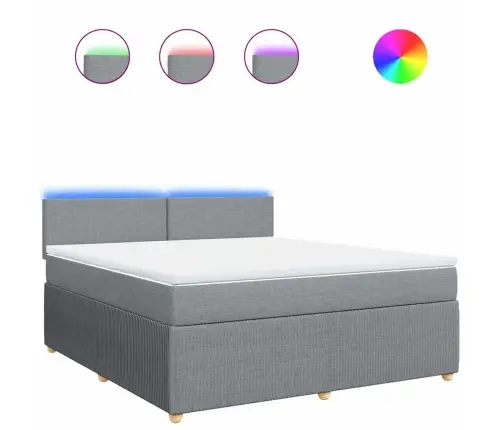 Atsperu Gulta Ar Matraci, Gaiši Pelēka Audums, 180X200 Cm Vidaxl