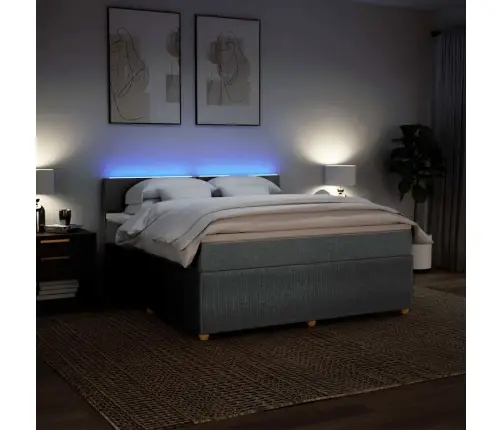 Atsperu Gulta Ar Matraci, Gaiši Pelēka Audums, 180X200 Cm Vidaxl