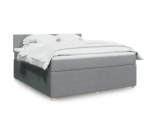 Atsperu Gulta Ar Matraci, Gaiši Pelēka Audums, 180X200 Cm Vidaxl