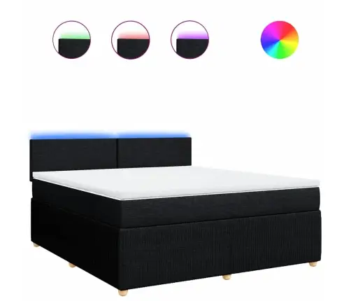 Atsperu Gulta Ar Matraci, Melns, 180X200 Cm, Audums Vidaxl