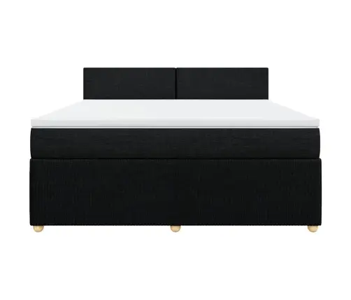 Atsperu Gulta Ar Matraci, Melns, 180X200 Cm, Audums Vidaxl