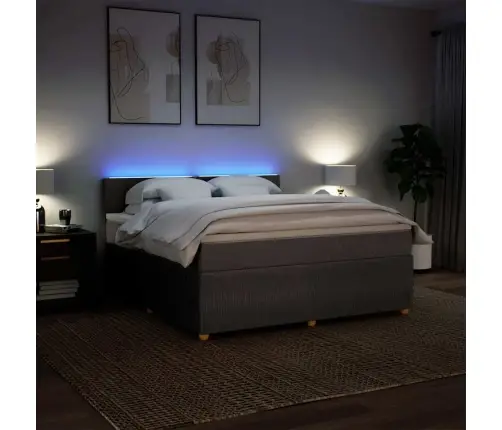 Atsperu Gulta Ar Matraci, Pelēkbrūns, 180X200 Cm, Audums Vidaxl