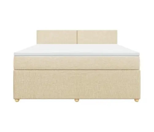 Atsperu Gulta Ar Matraci, Krēmkrāsas, 180X200 Cm, Audums Vidaxl