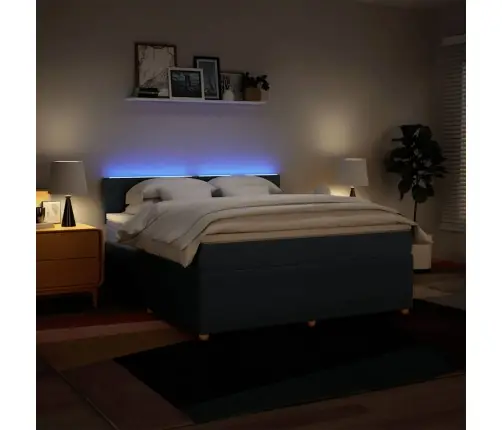 Atsperu Gulta Ar Matraci, Zils, 180X200 Cm, Audums Vidaxl