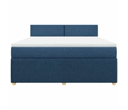 Atsperu Gulta Ar Matraci, Zils, 180X200 Cm, Audums Vidaxl